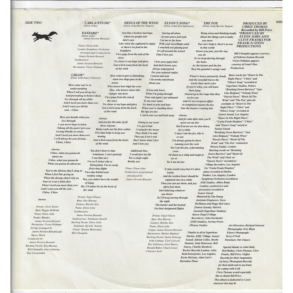 J'veux d'la tendresse / fascist faces / breaking down barriers / just like belgium by Elton John