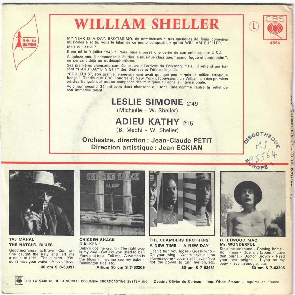  WILLIAM SHELLER  -  adieu kathy / leslie simone 