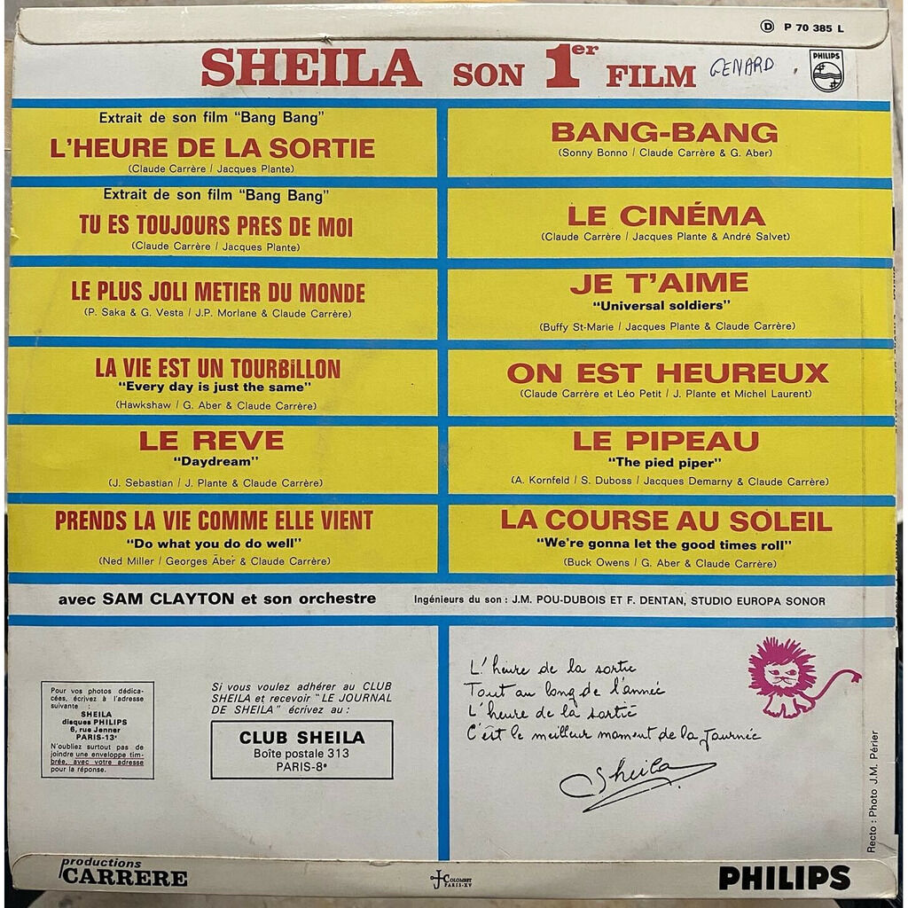  Sheila  -  n°5 : l’heure de la sortie - bang-bang - le cinéma 