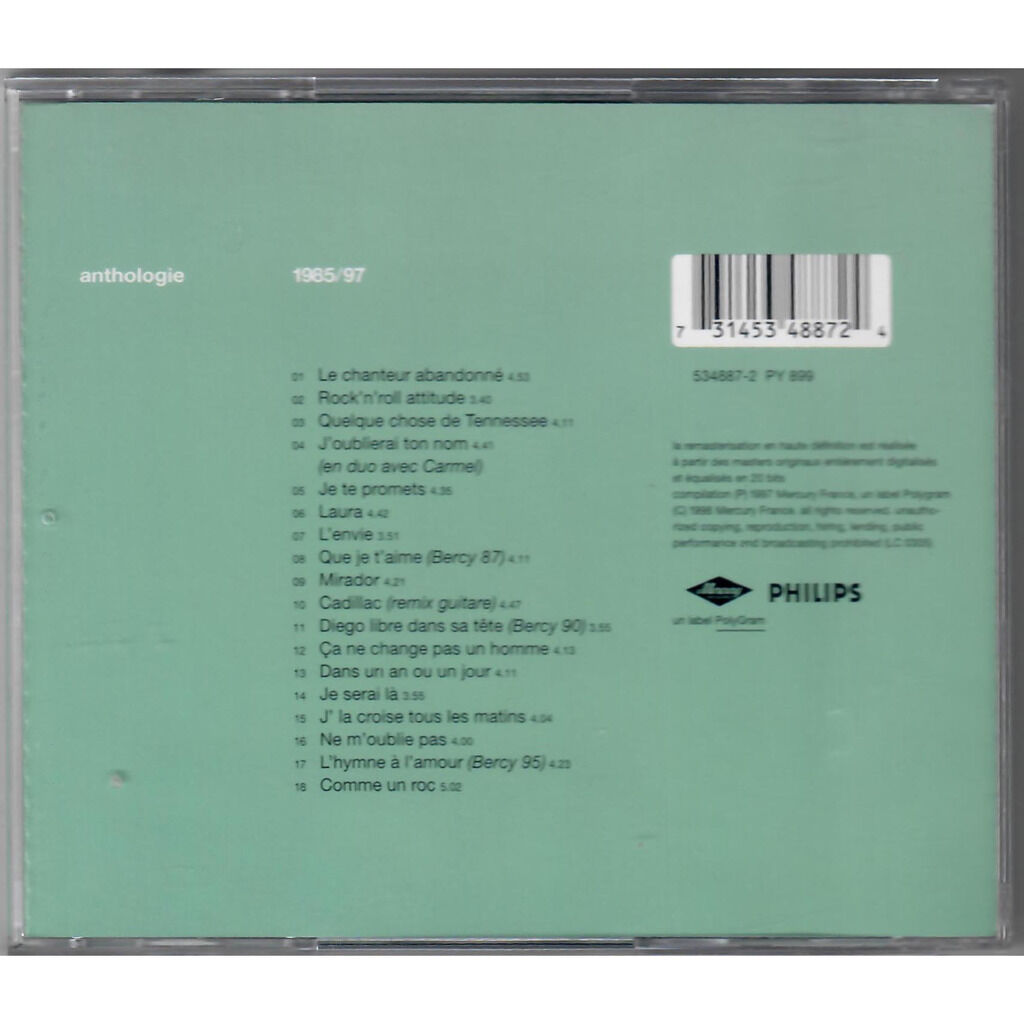  JOHNNY HALLYDAY  -  anthologie 1985-97 