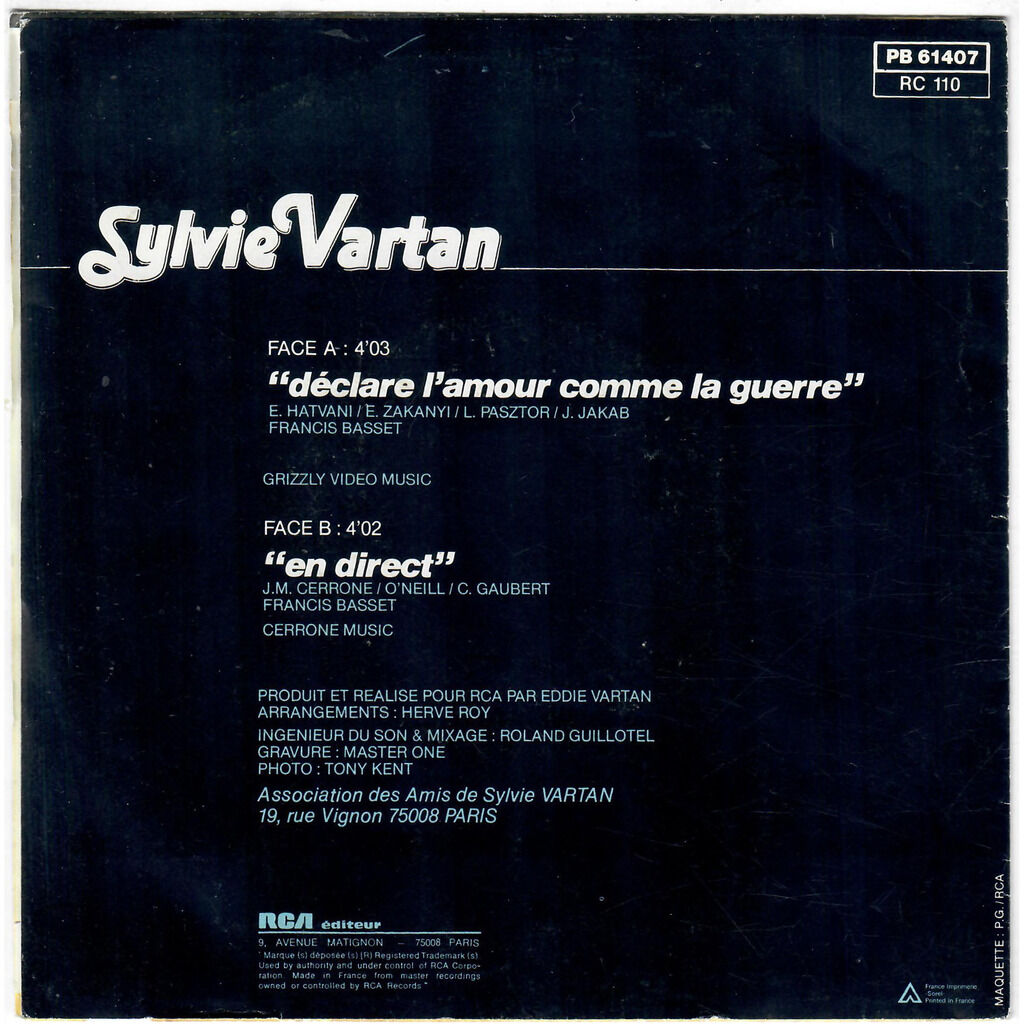  Sylvie Vartan  -  déclare l'amour comme la guerre (time goes by) / en direct 