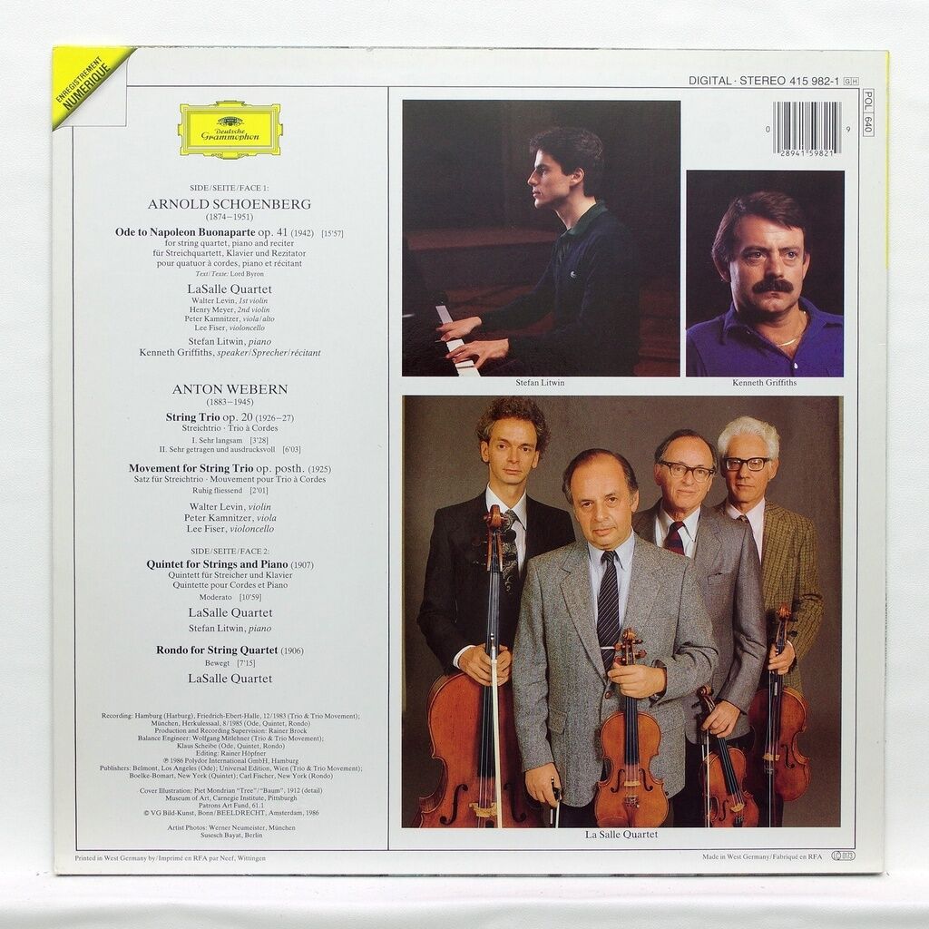 ern string trio / piano quintet schoenberg ode to napoleon by