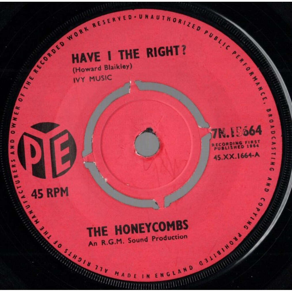HONEYCOMBS (THE) HAVE I THE RIGHT ? - PLEASE DON'T PRETEND AGAIN .. .. .. ( 4 PRONG CENTRE ) .. .. .. POCHETTE PAPIER BLANC ( MINT )
