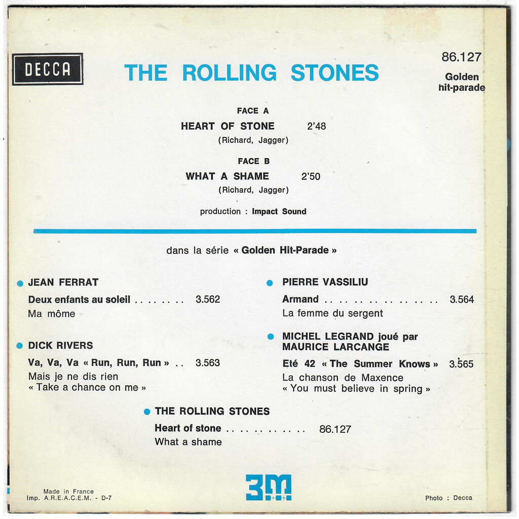  THE ROLLING STONES  -  heart of stone / what a shame 