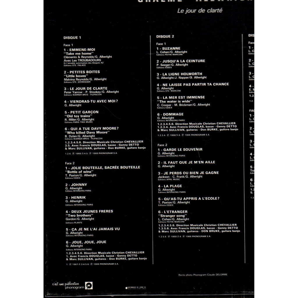 Le jour de clarté (box set (coffret 3 lp) de Graeme Allwright, Coffret