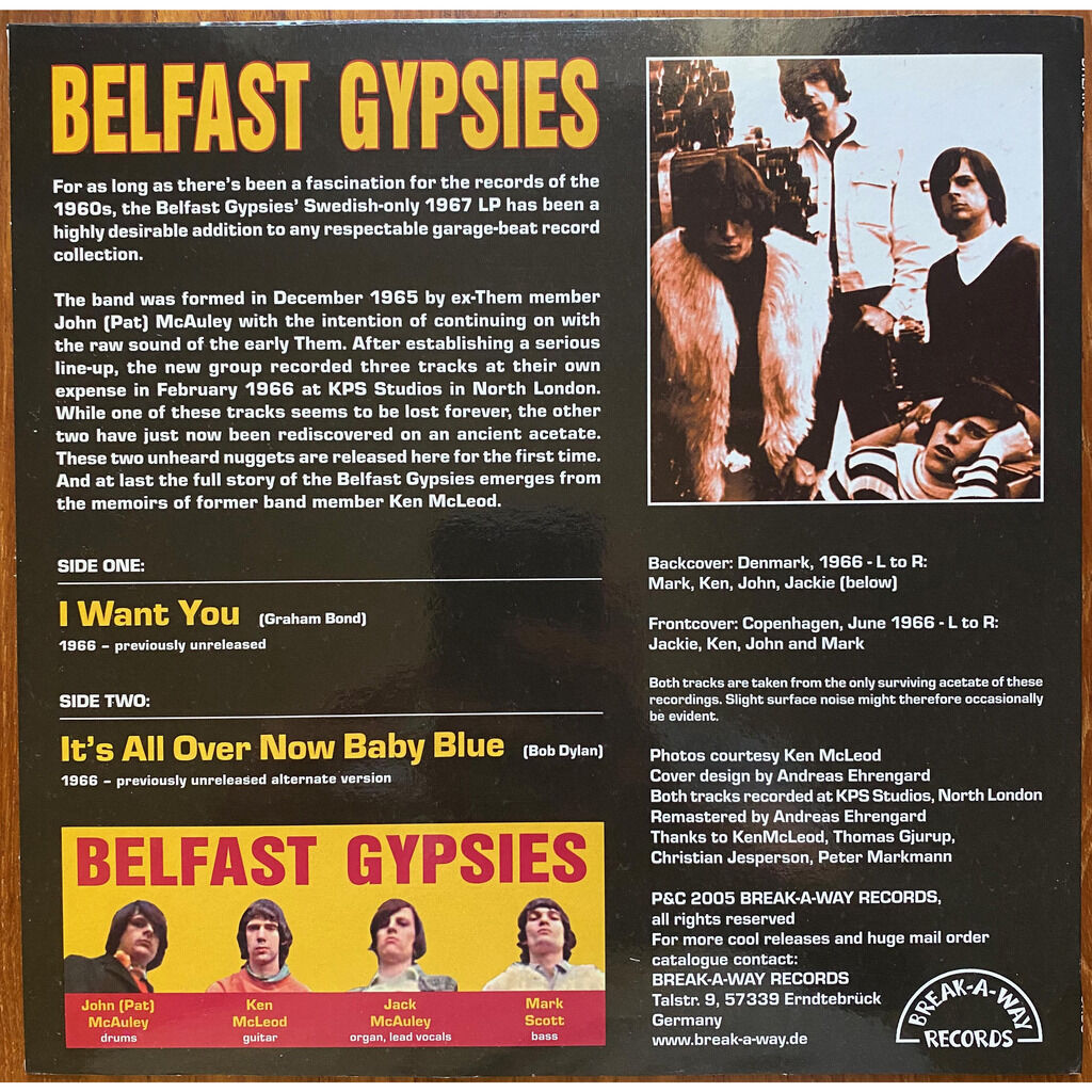  BELFAST GYPSIES  -  i want you / it's all over now baby blue 