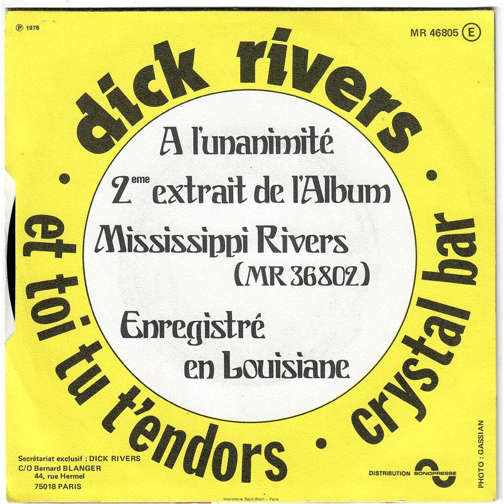 DICK RIVERS  -  et toi tu t'endors / crystal bar 