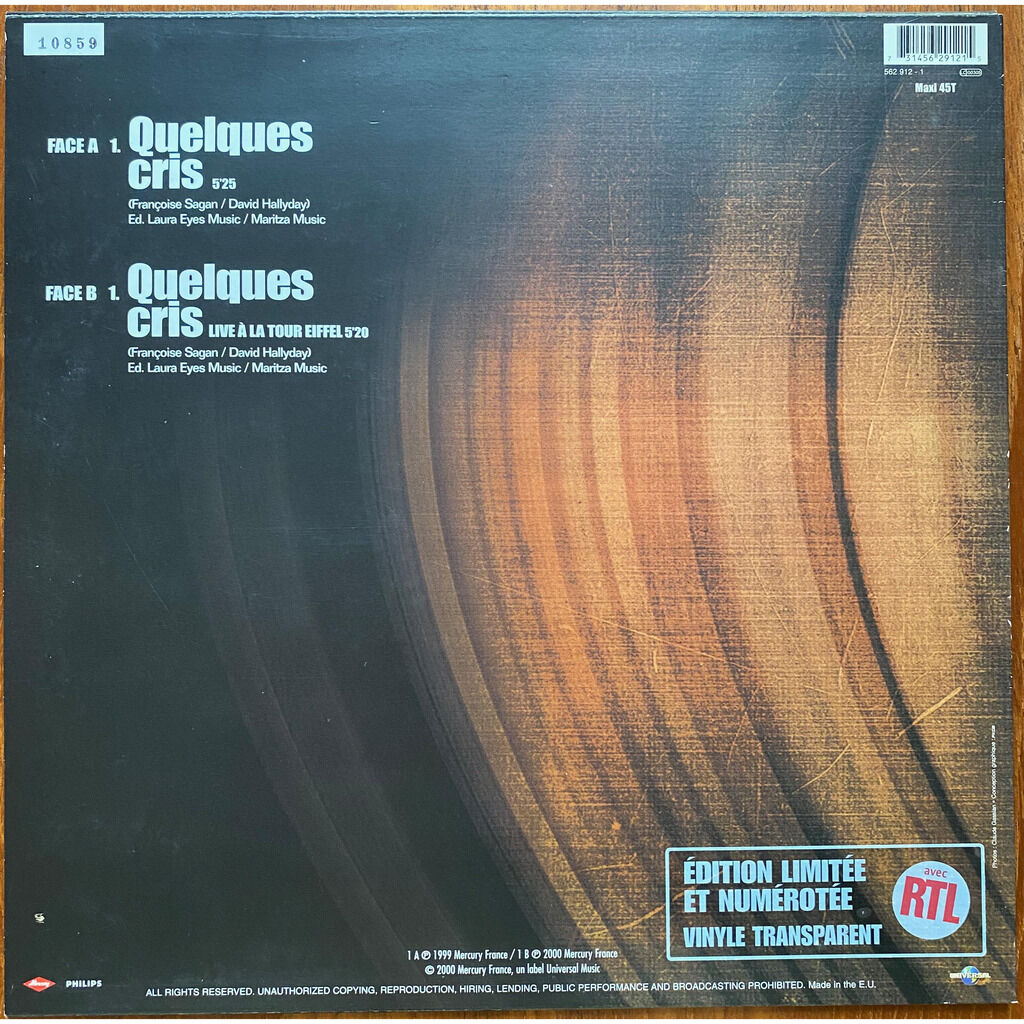  JOHNNY HALLYDAY  -  quelque cris / quelque cris (live à la tour eiffel) 