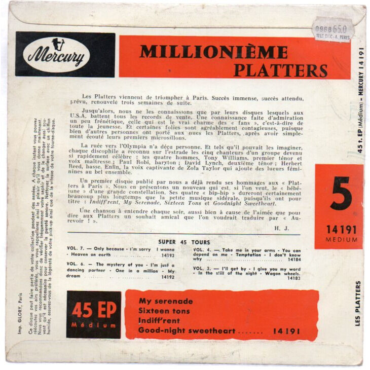 My serenade sixteen tons indiff 'rent goodnight sweetheart de