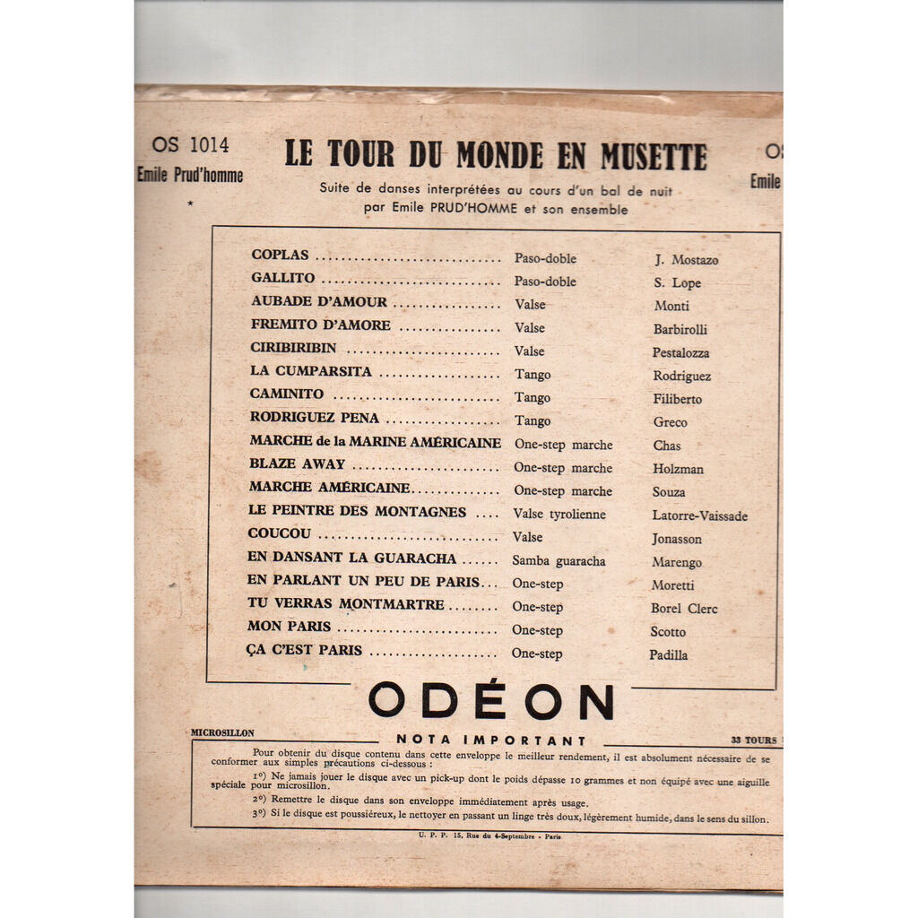 Le tour du monde en musette de Emile Prud'Homme, 25 cm chez orpheon3