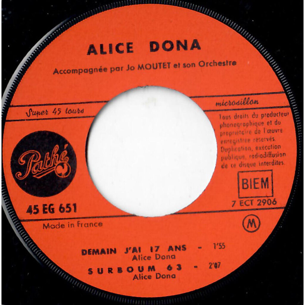  ALICE DONA  -  les garçons / mon train de banlieue 