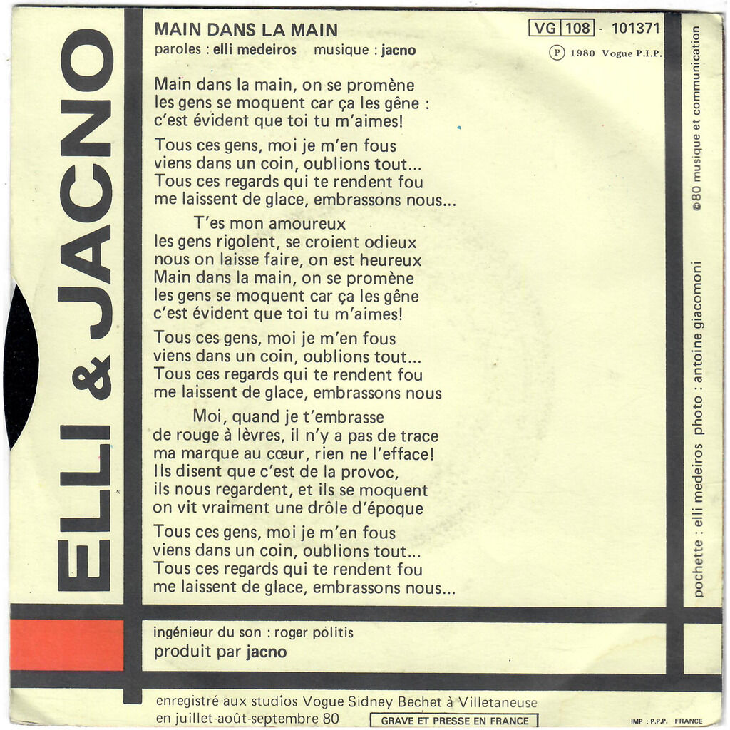  ELLI ET JACNO  -  main dans la main / t'oublier 