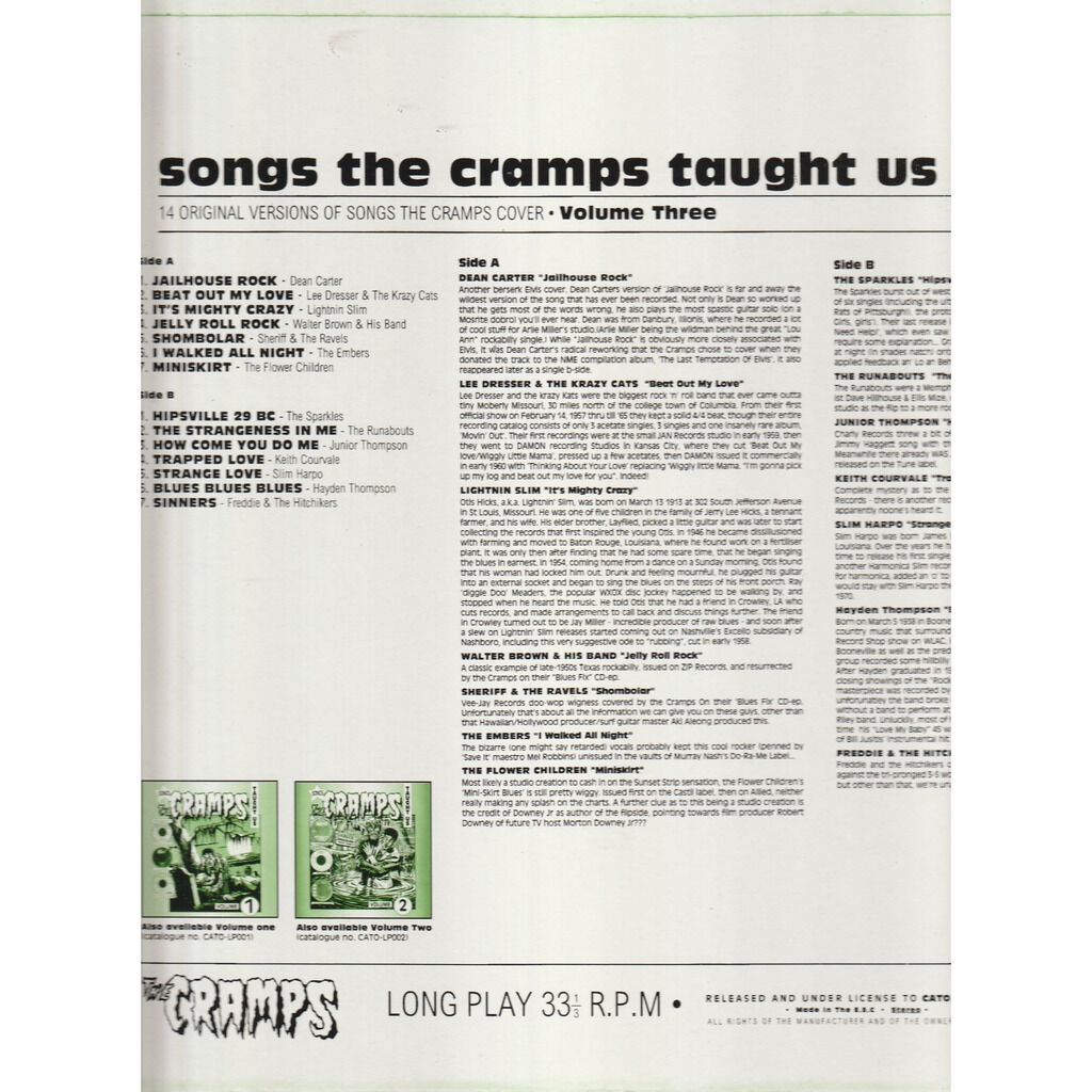  junior thompson dean carter slim harpo  -  songs the cramps taught us vol 3 