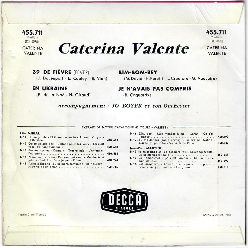  CATERINA VALENTE  -  39 de fièvre 