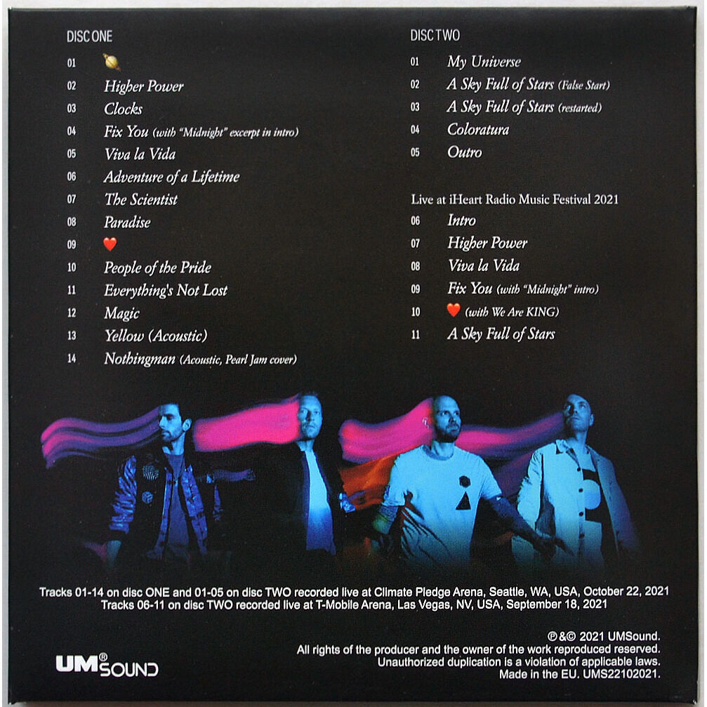 Live in seattle 2021 music of the spheres tour 2cd set by Coldplay, CD with ultramusic Ref