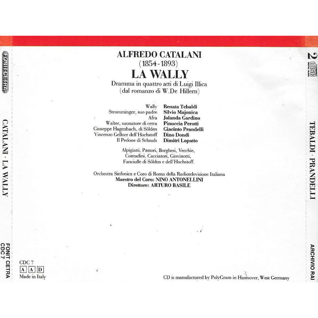 Alfredo catalani la wally by Arturo Basile / Renata Tebaldi, Giacinto