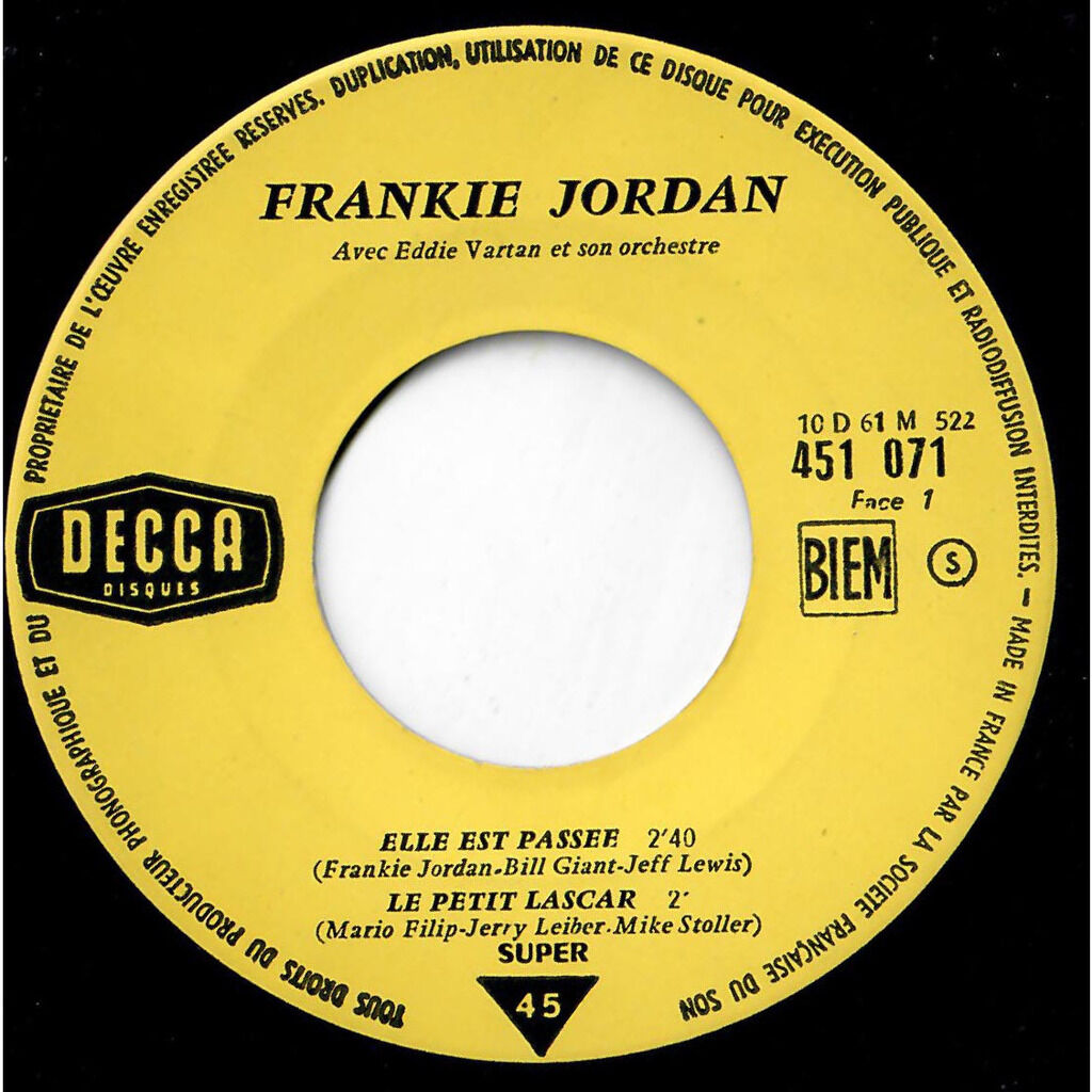  FRANKIE JORDAN  -  elle est passée 
