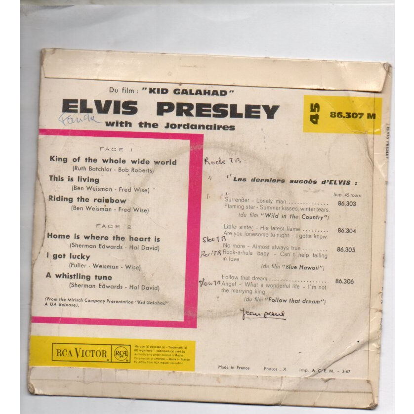 Elvis presley in kid galahad / six great songs de Elvis Presley With