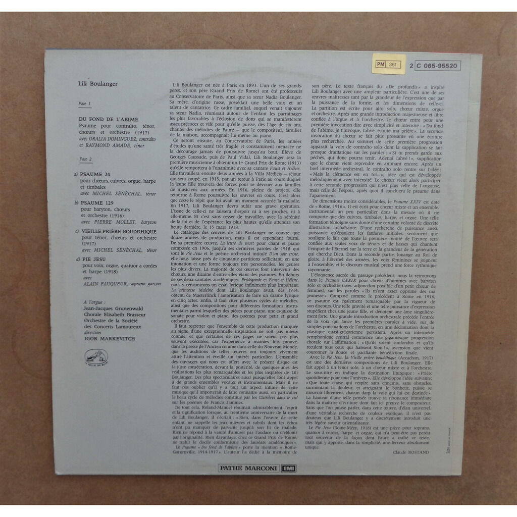 Lili boulanger du fond de l'abime psaumes vieille priere bouddhique