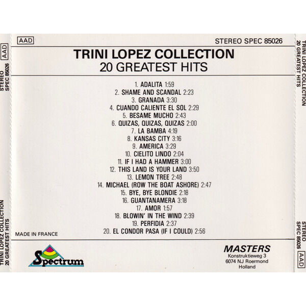 Trini lopez collection 20 greatest hits by Trini Lopez, CD with