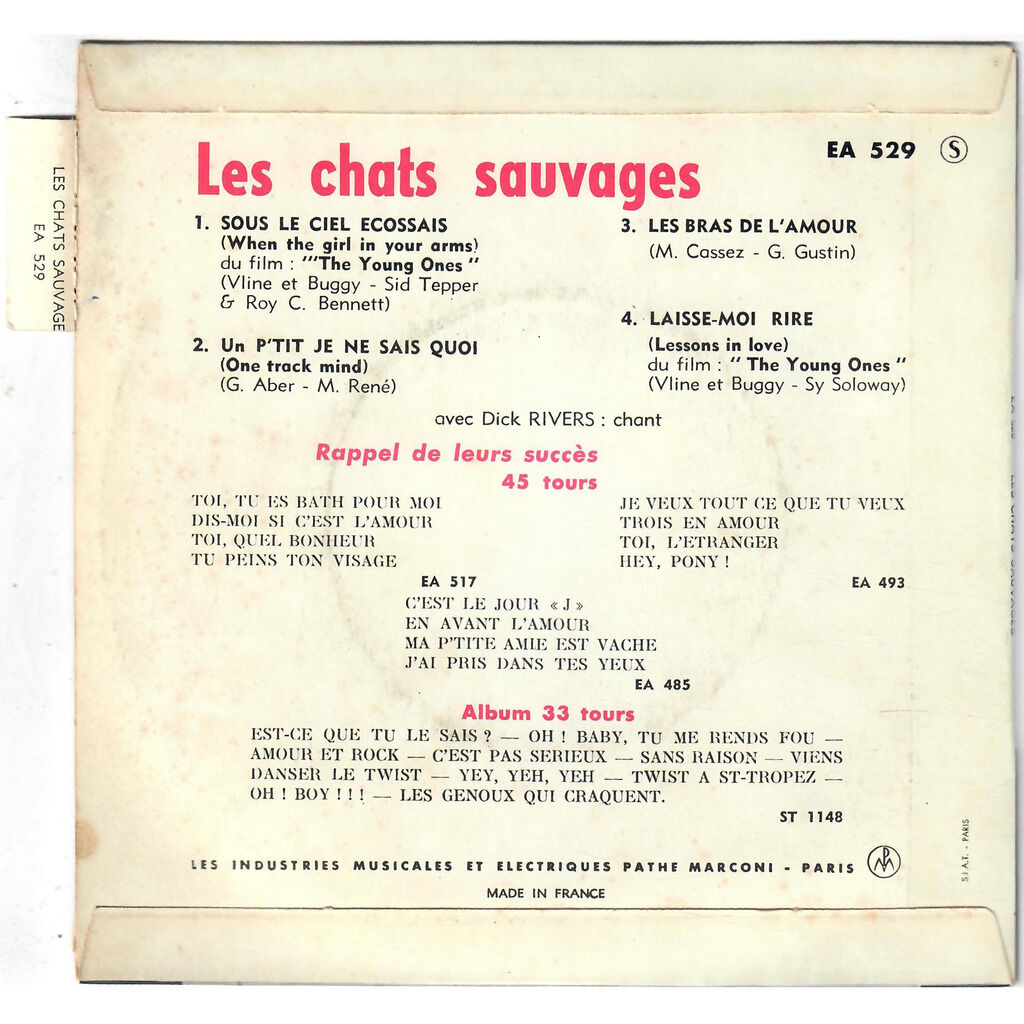  Les Chats Sauvages avec Dick Rivers  -  sous le ciel écossais (when the girls in your arms) 