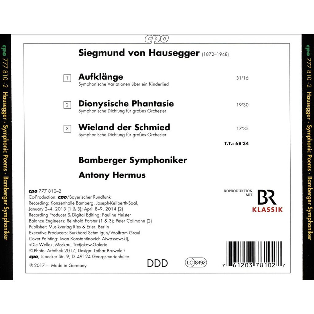 Hausegger, Siegmund Von Dionysische Phantasie; Aufklänge; Wieland Der Schmied / Bamberger Symphoniker, Antony Hermus