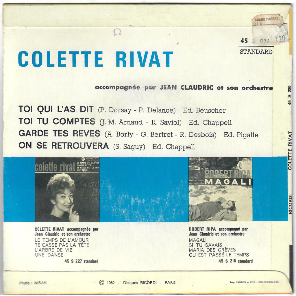  COLETTE RIVAT  -  toi qui l’as dit 