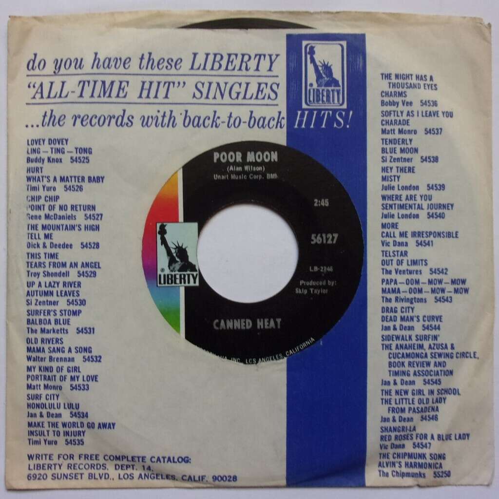 Poor moon / sic 'em pigs de Canned Heat, SP chez CED.Records Ref