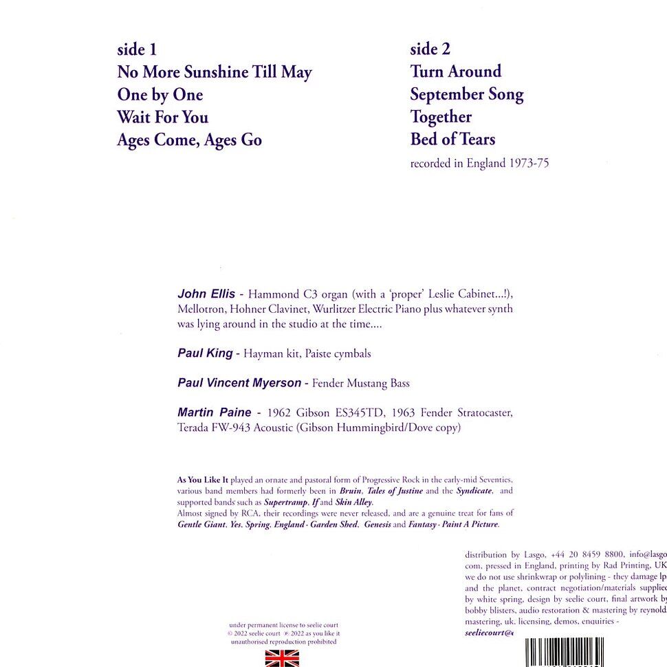  As You Like It  -  ages come and ages go 