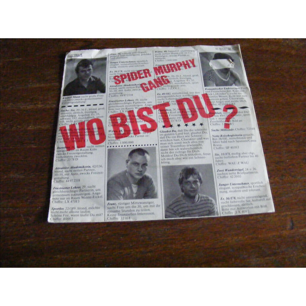 Wo bist du ? / herzlopfen de Spider Murphy Gang, SP chez valou02 - Ref ...