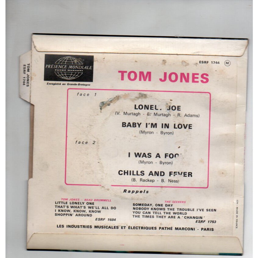 Lonely joe / baby i'm in love / i was a fool / chills and fever de Tom
