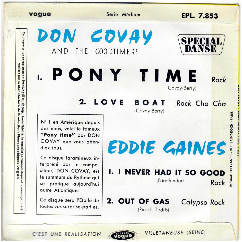  DON COVAY AND THE GOODTIMERS EDDIE GAINES  -  pony time 