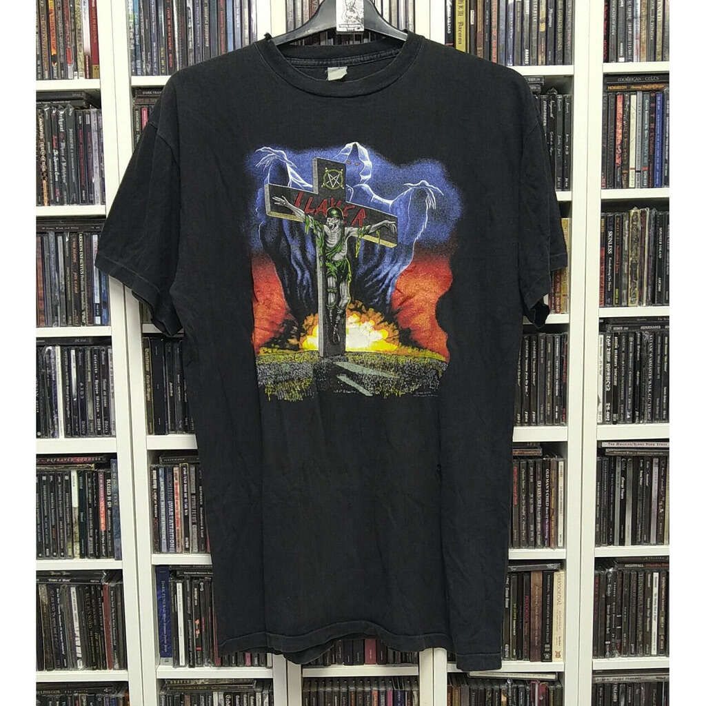 SLAYER european campaign tshirt tour 1990 vintage xl size T shirt for sale on MetalhuntersShop