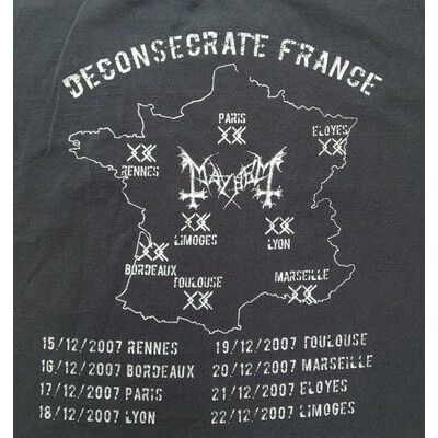  Mayhem  -  deconsecrate france official t-shirt tour 2007 (l size) 