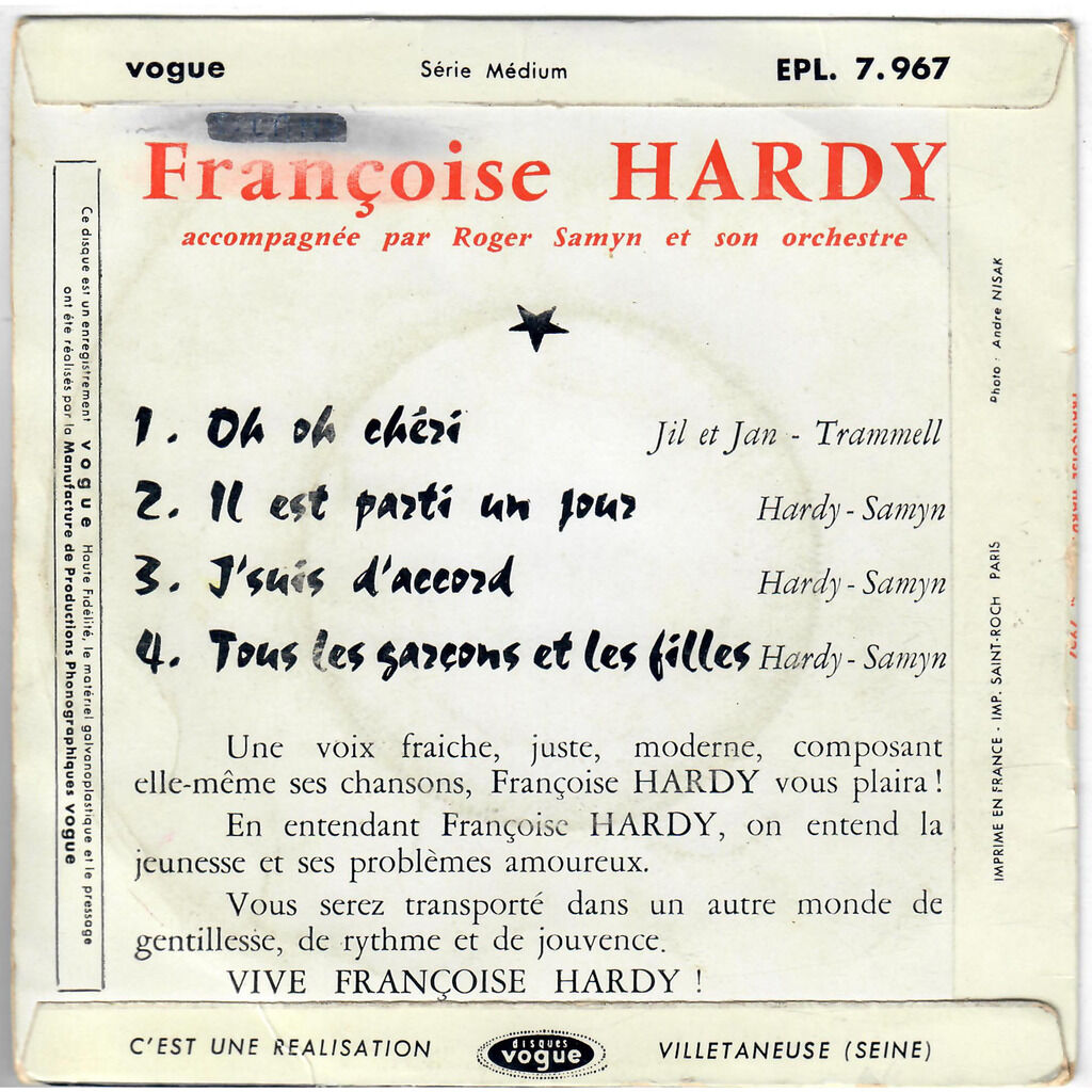  Françoise Hardy  -  j'suis d'accord / tous les garçons et les filles 