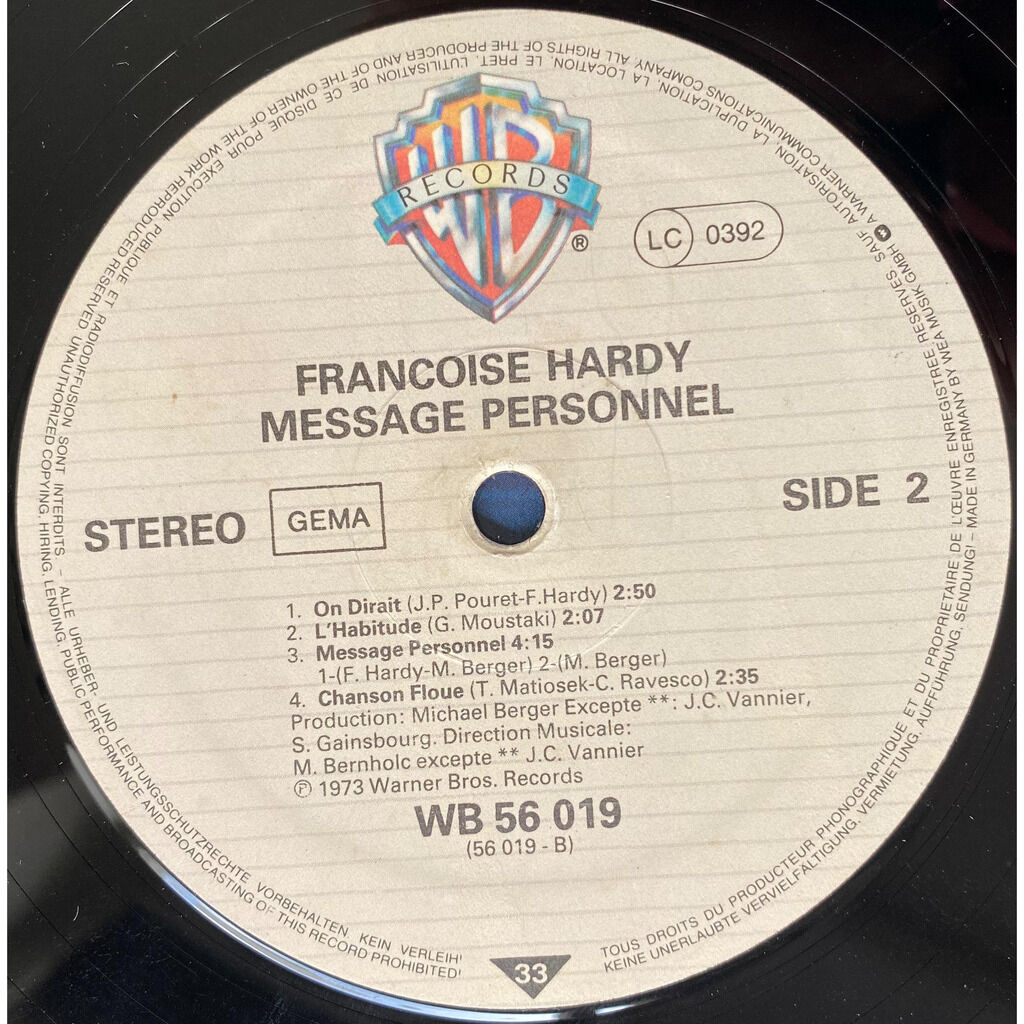  Françoise Hardy  -  message personnel 