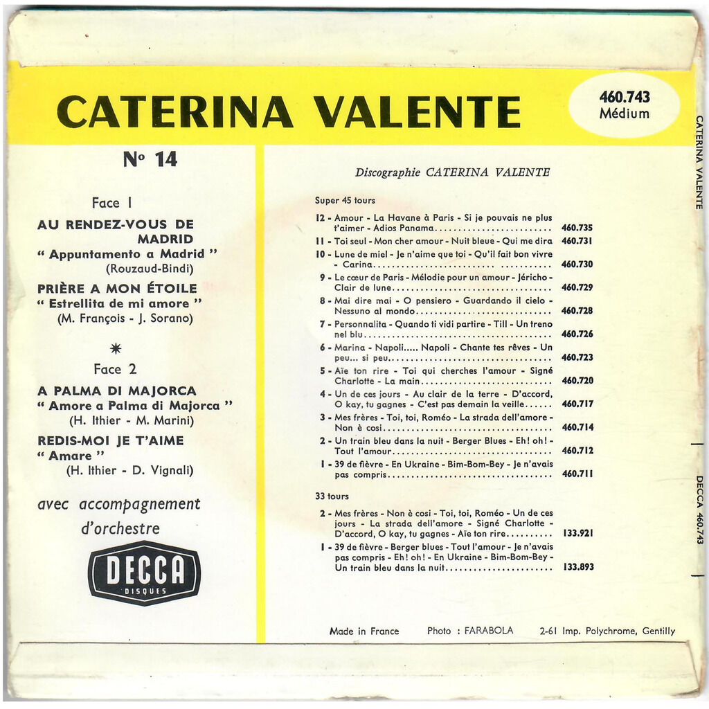  Caterina Valente  -  au rendez-vous de madrid 