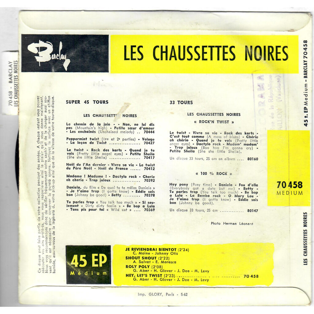  Les Chaussettes Noires  -  je reviendrai bientôt 