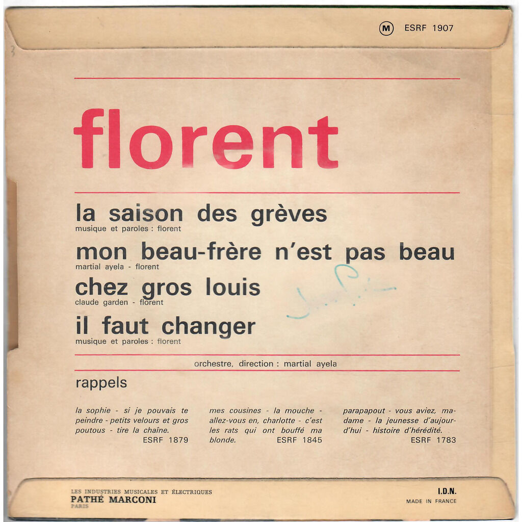  Florent Veilleux  -  il faut changer - mon beau frère n'est pas beau - la saison des grèves - chez gros louis 