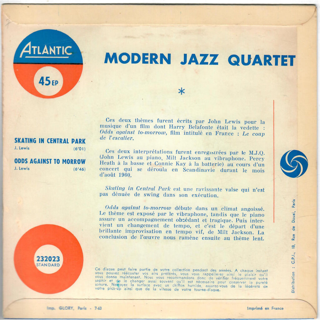  The Modern Jazz Quartet  -  concert en europe 