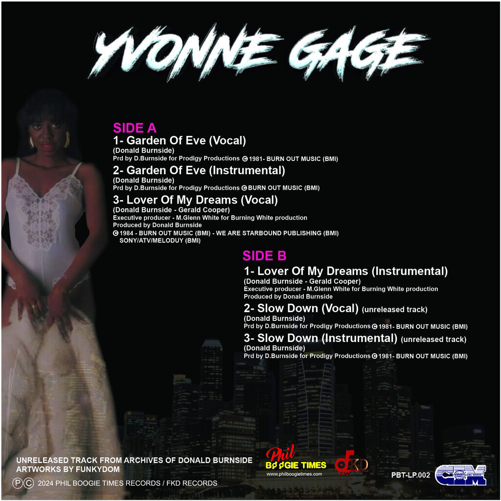  YVONNE GAGE  -  garden of eve / lover of my dreams / slow down 