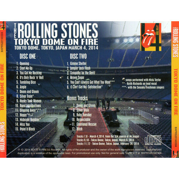  THE ROLLING STONES  -  tokyo dome on fire 