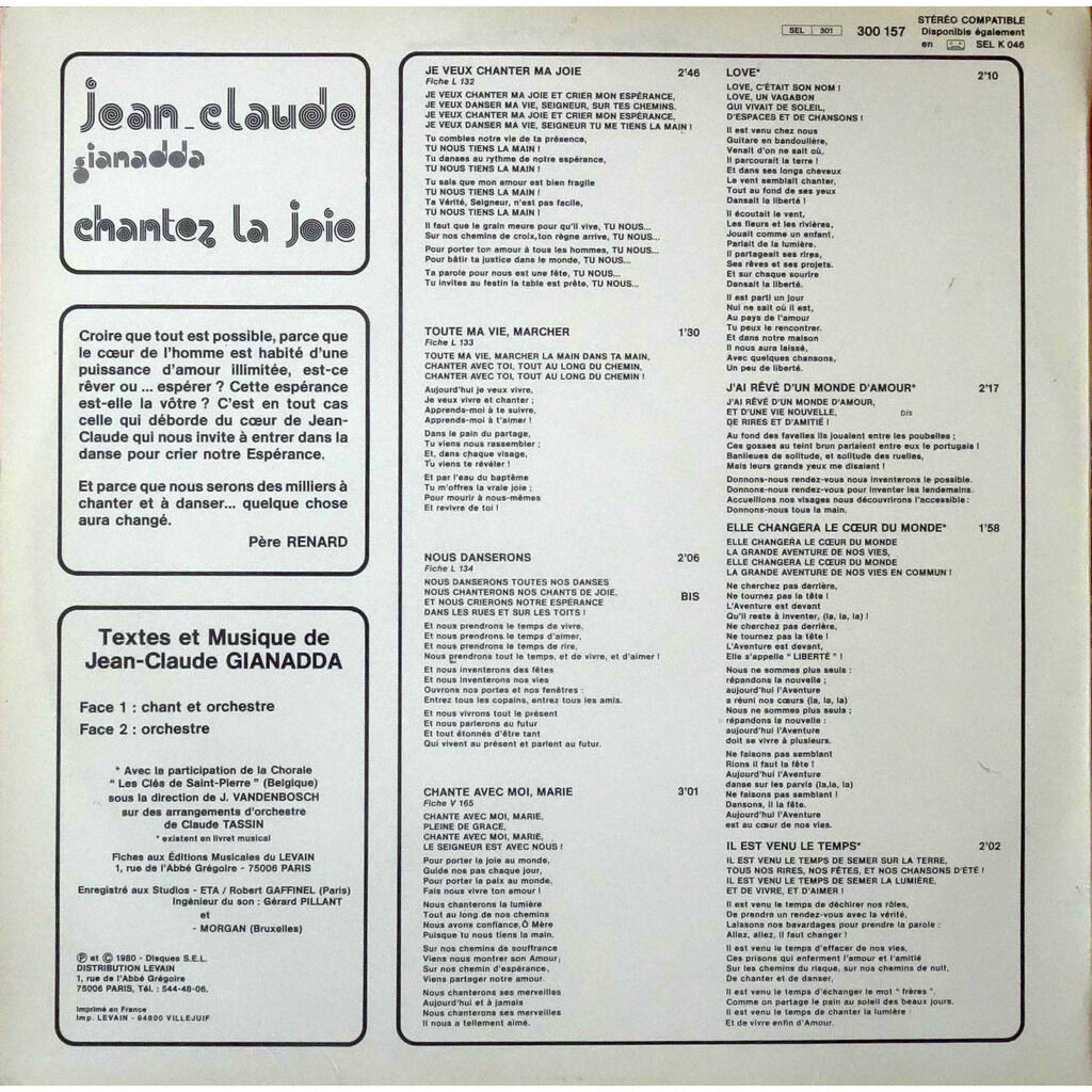  JEAN CLAUDE GIANADDA  -  chantez la joie 