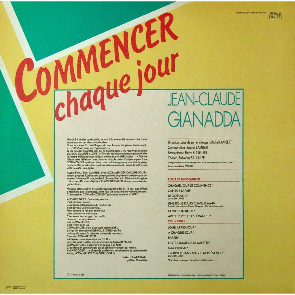  JEAN CLAUDE GIANADDA  -  commencer chaque jour 