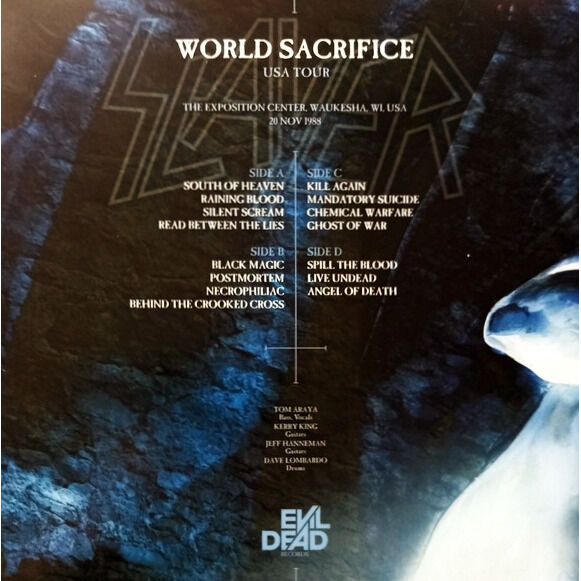  Slayer  -  world sacrifice tour usa tour -blue vinyl 