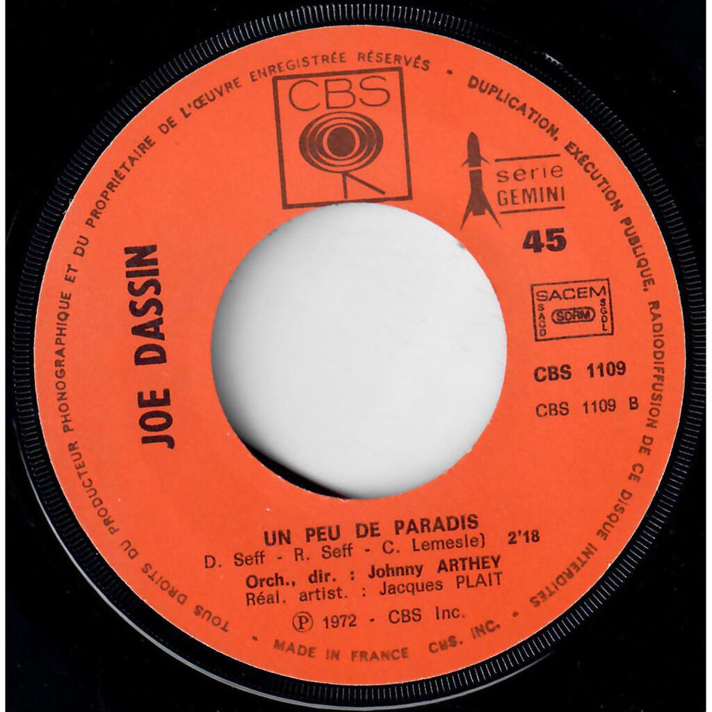  Joe Dassin  -  la complainte de l'heure de pointe (a vélo dans paris) / un peu de paradis 