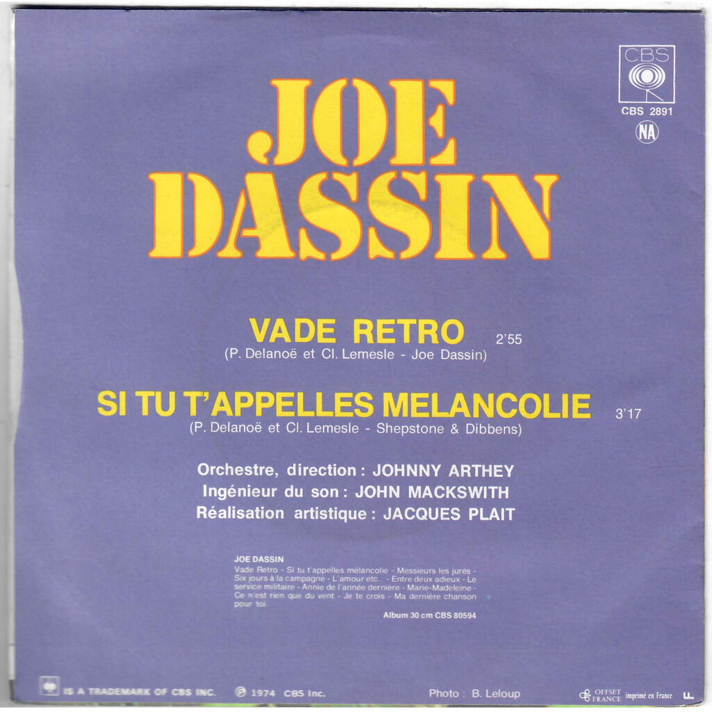  Joe Dassin  -  vade retro / si tu t'appelles mélancolie 