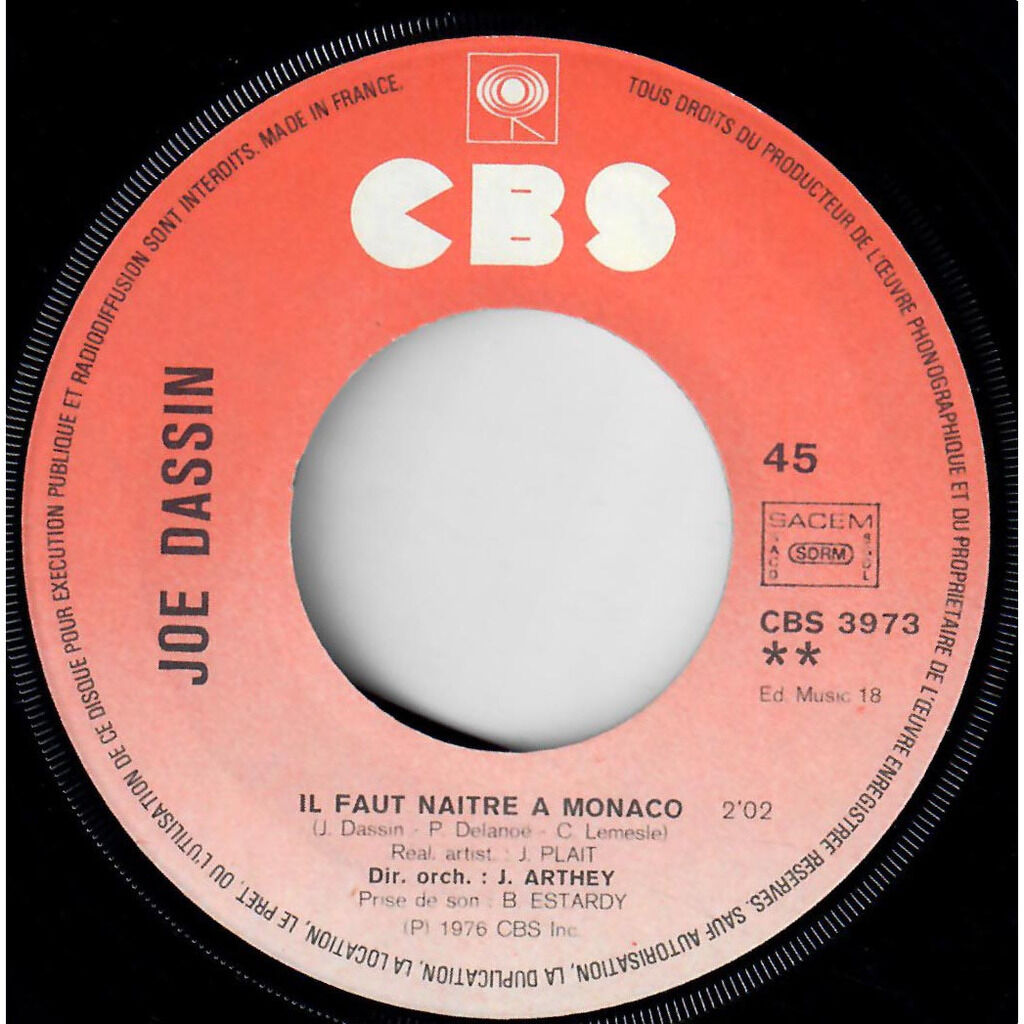  Joe Dassin  -  ça va pas changer le monde / il faut naître à monaco 