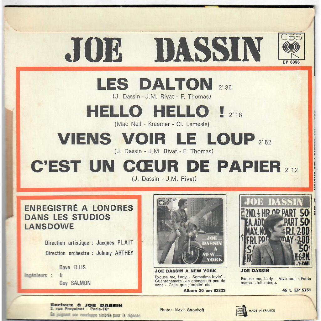  Joe Dassin  -  les dalton / viens voir le loup 