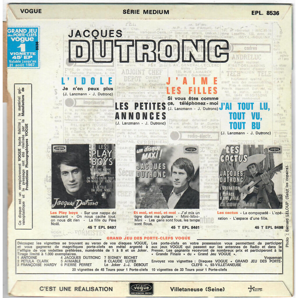  Jacques Dutronc  -  j'aime les filles (si vous etes comme ça téléphonez moi) 
